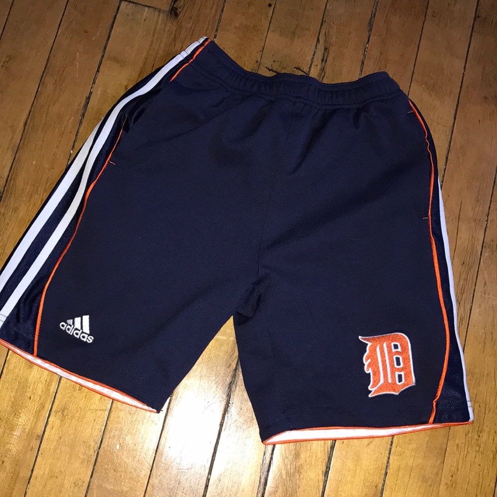 Adidas Men's Navy Blue Detroit D Logo Athletic Shorts